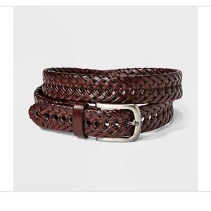 Men's Braided lace webbed Belt - Rich Brown